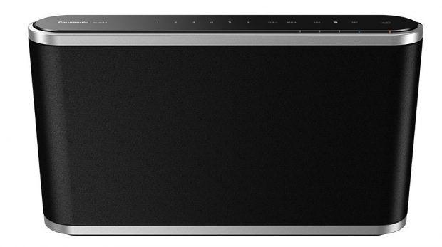Bezdrátový reproduktor Panasonic SC-ALL9, dotykový reproduktor, 6 tlačítek k navolení hudby, 5 menších reproduktorů, digitální zesilovač, přehrává prostřednictvím Bluetooth a wi-fi, možnost upevnění na stěnu, systém ALL pro poslech ve více místnostech zároveň, 9 499 Kč.